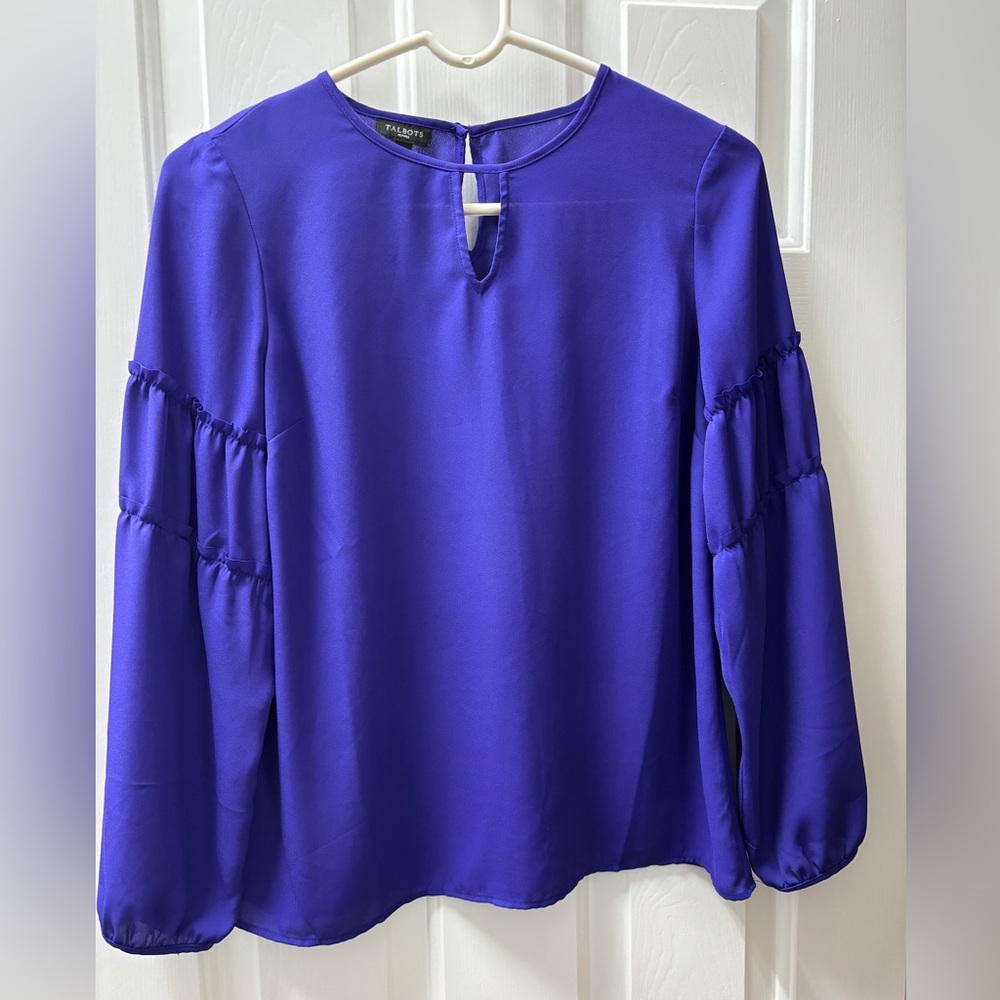 Talbots bright blue blouse